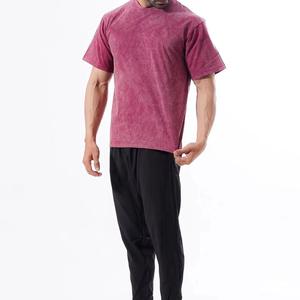 Wholesale Plain Cotton Mens Acid Wash T-shirt Oversized Distressed Wash <b>Tshirt</b> Heavy Blank Vintage t Shirt - Product Image 4