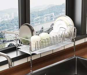 OEM/ODM Vietnam Narrow Double Tier Dish <b>Drying</b> <b>Rack</b> Kitchen Windowsill Storage Organizer Shelf - Product Image 6