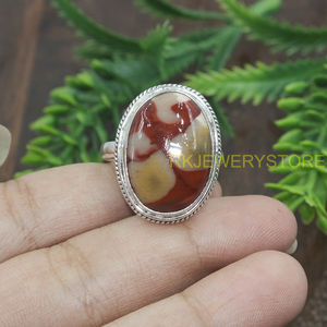 Natural Mookaite Jasper Oval Cabochon <b>Ring</b> 925 Sterling <b>Silver</b> Handmade Boho <b>Statement</b> Gemstone <b>Ring</b> Vintage Jewelry for Women - Product Image 6