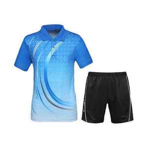 Vente en gros de nouveaux t-shirts et shorts de tennis imprimés numériquement, vêtements de tennis respirants en polyester, uniformes de badminton pour hommes - Product Image 4
