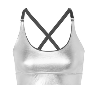 Women's Breathable Spandex/Nylon Simple <b>Strapless</b> Fitness Sports Bra with Front Logo Solid Pattern Medium Support Women's Breath - Product Image 4