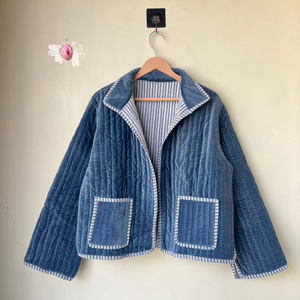 Handmade 100% Cotton Velvet Suzani Kimono Jacket | Autumn Winter Breathable Quick Dry Eco-Friendly Quilted O-Neck <b>Boho</b> - Product Image 1