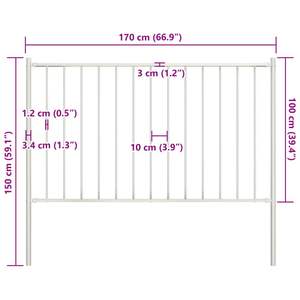 Panel de Cerca de Acero con Recubrimiento en Polvo Blanco de 5.9 pies x 3.3 pies con Postes y Placa Decorativa - Product Image 4