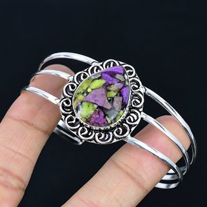 Purple <b>Copper</b> Turquoise Gemstone <b>Bangle</b> Jewelry Natural Stone Bracelet Elegant Stylish Gift For Women Handmade Jewelry - Product Image 2