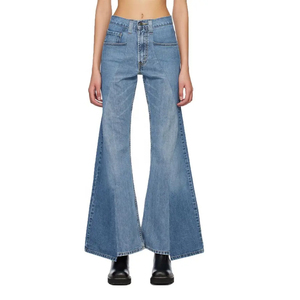 Jeans Rectos de Cintura Media para Mujer Tallas Grandes, Largos, Ecológicos, Transpirables, con Diseño de Parches Lavados a la Piedra, Casuales, para Otoño - Product Image 1