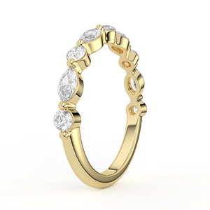 Elegant Alternating Round And Marquise Diamond Band Shared Prong White Gold Stackable Promise <b>Ring</b> Jewelry - Product Image 4