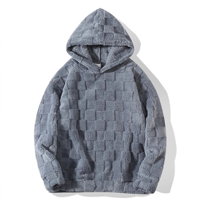 Sweat-shirt à capuche unisexe surdimensionné en polaire, couleur unie, hiver, décontracté, manches longues, coupe régulière, tricoté, 100% polyester - Product Image 3