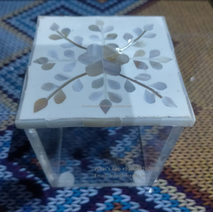 Merveilleux récipient de travail en bois acrylique moderne avec couvercle en métal différentes tailles plateau à dessert de mariage oeuvre décorative - Product Image 1