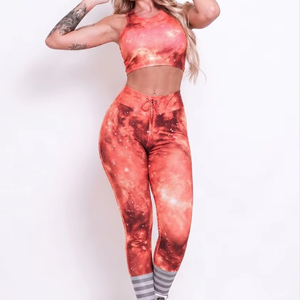 Conjunto de Yoga para Mujer, de la Mejor Calidad, Texturizado, con Costuras Sólidas, Estampado Digital, 2 Piezas, Transpirable, Cintura Alta - Product Image 1