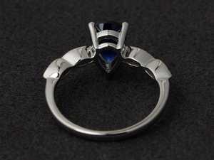 Anillo de Zafiro con Corte de Pera, Anillo de Compromiso con Zafiro Azul, Gema de Plata en Forma de Lágrima, Joyería de Piedra de Nacimiento de Septiembre - Product Image 5