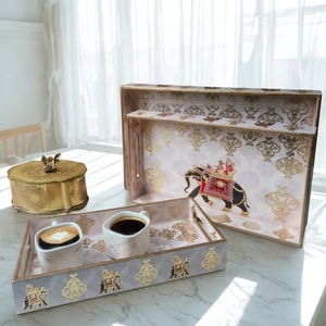 Plateau de service en bois MDF avec revêtement émaillé, design élégant, pour hôtels et restaurants, ustensiles de cuisine, plateau de table, haute qualité - Product Image 1