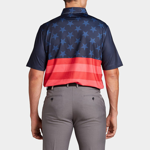 Polo pour homme à imprimé drapeau américain, manches courtes, respirant, tricoté, 100% polyester, haut décontracté pour le golf - Product Image 3