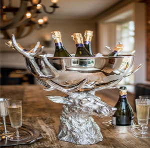 Stately Floral-patterned Silver Pedestal Ice <b>Bucket</b> 5L Capacity Portable Durable Holds Premium Vintage Bottles Available - Product Image 4