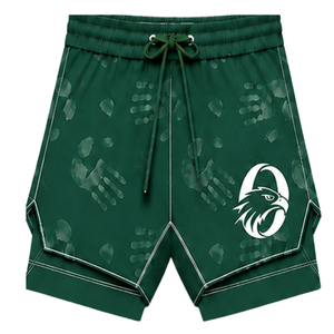 Short de bain vert foncé et blanc, léger, séchage rapide, respirant, avec cordon de serrage à la taille, pour l'entraînement et la performance athlétique - Product Image 1