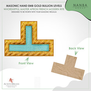 Custom Embroidered Rank Insignia Patch Classical Style Masonic Regalia Badge Golden Sky Blue Shoulder Gold Safety <b>Pin</b> Beads - Product Image 3