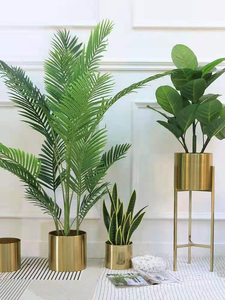 Maceta de Metal Dorada con Recubrimiento Electrolítico, Maceta Decorativa, Porta Plantas Elegante, Florero para Sala de Estar y Oficinas - Product Image 3