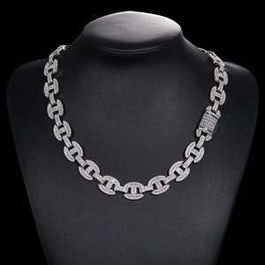 Cadena Cubana Personalizable de Plata de Ley 925 con Moissanita VVS1 de Corte Brillante, 16mm, Elegante y Resistente, Regalo Ideal - Product Image 1