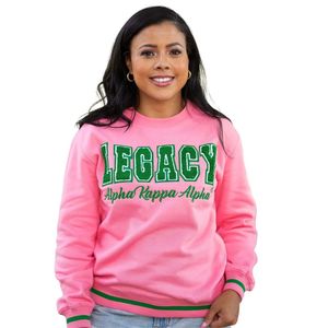 เสื้อสเวตเชิ้ต AKA Pink Legacy Varsity แบบยูนิเซ็กส์ คอกลม ลายตัวอักษรกรีก ผ้าฝ้ายพรีเมียม สวมใส่สบาย ทันสมัย - Product Image 2