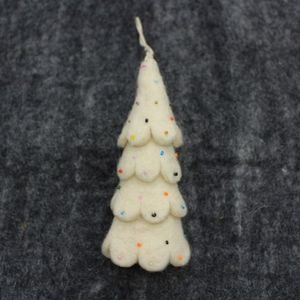 Adorno Navideño de Fieltro con Forma de Árbol de Navidad, Colgante Decorativo de Cera Blanca para Decoración de Fiestas - Product Image 4