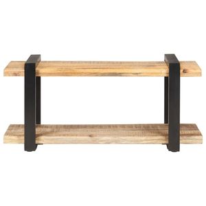 Mueble para TV de 35.4 Pulgadas con Madera de Mango Natural Negra Rugosa y Hierro, Soporte para TV de Madera Natural Único - Product Image 2