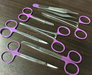 Juego de Instrumentos Quirúrgicos de Acero Inoxidable con Mango Morado, Herramientas Manuales para Uso Hospitalario, Clase I, Certificación CE, Antiestático - Product Image 5