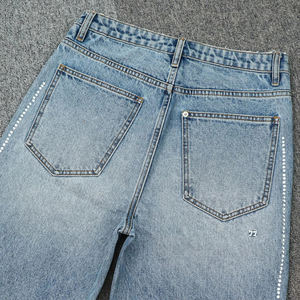 Shorts en jean personnalisés avec logo, style décontracté, délavage foncé, poches plaquées, coupe ample pour hommes - Product Image 6