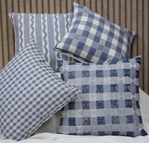 100% Pure Linen Embroidered Solid Check Luxury Eco-Friendly Washable <b>Cushion</b> <b>Cover</b> Blue White Decorative Throw Pillow <b>Cover</b> - Product Image 6