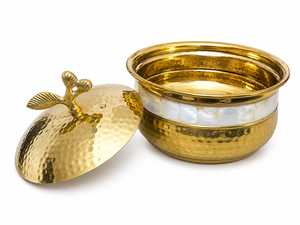 Olla de latón macizo con tapa - Product Image 3