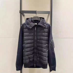 Men’s Padded Knit Jacket Hybrid Zip Up Hooded <b>Cardigan</b> Down Filled Front Panel Lightweight Winter Outerwear - Product Image 2