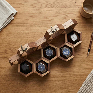 Caja de Almacenamiento para Relojes de Bambú, Caja de Madera para Coleccionistas de Relojes con Diseño con Cerradura de AYAANS - Product Image 6