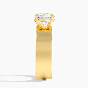 Anillo de compromiso de banda ancha con diamante solitario redondo - Product Image 3