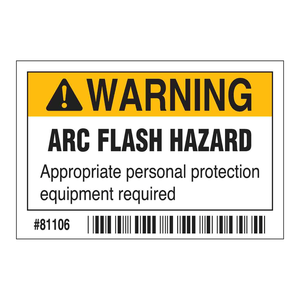 Étiquettes d'avertissement de risque d'arc électrique Brady durables et autocollantes, ovales mates avec notice PPE en creux pour installations électriques - Product Image 1