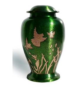 Urne funéraire en laiton poli gravé Arbre Doré Vert, style américain/européen, pour cendres humaines adultes - Product Image 5