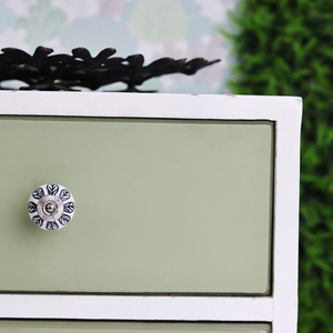 Boutons en céramique faits à la main en gros, blancs et noirs, à motif floral, poignées de porte rondes, tirants de tiroir, lot en vrac - Product Image 5