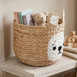 Handmade Water Hyacinth <b>Bear</b> Storage Basket <b>Cute</b> Animal Toy Organizer Nursery Decorative Basket Eco Friendly Home Storage - Product Image 3