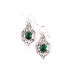Trendy Ethnic Style Malachite <b>Drop</b> 925 <b>Silver</b> <b>Earrings</b> for Parties Occasions Small Size Lightweight Jewelry Wholesale - Product Image 2