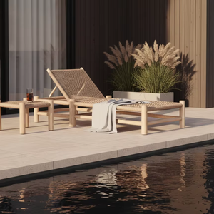 Chaise longue d'extérieur Lunara Sun en teck moderne pour les distributeurs étrangers et les projets d'aménagement extérieur - Product Image 3