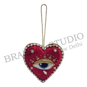 บราซีล สตูดิโอ งานแฮนด์เมด ผลิตภัณฑ์รักษ์โลก ผ้ากำมะหยี่ ผ้าซาติน ประดับลูกปัด ปักลาย ตกแต่งต้นคริสต์มาส ขนาด 4 นิ้ว 10 ซม. ผลิตตามสั่ง สีทอง จากโรงงาน - Product Image 4