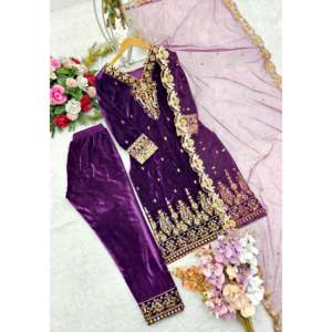 Conjuntos de diseñador para mujer Top elegante de fiesta y Dupatta con intrincado trabajo de secuencia de bordado - Product Image 1