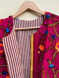 Indian Handmade 100% Cotton Eco-Friendly Breathable <b>Winter</b> <b>Quilted</b> Reversible Boho Regular Jacket with Embroidery - Product Image 2