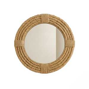Miroir décoratif vintage avec cadre en corde, miroir suspendu fait main en corde de bambou pour les espaces modernes et bohèmes - Product Image 1