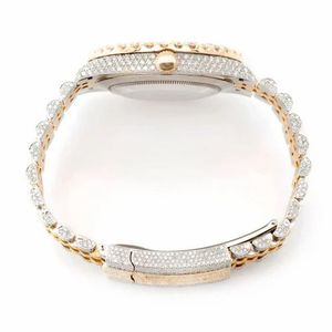 Montre en acier inoxydable avec lunette en diamant doré, cadran vert, mouvement à quartz de luxe, chronographe, résistante à l'eau 3BAR, bracelet Jubilee - Product Image 3