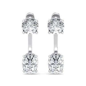 Pendientes de lujo en oro rosa con diamantes de corte redondo y ovalado, minimalistas, dos en uno, estilo gota, joyería de moda para mujer. - Product Image 3