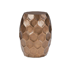 Copper Antique Metal Handmade Hammered Drum Accent <b>Table</b> with Hammered Design - Product Image 3