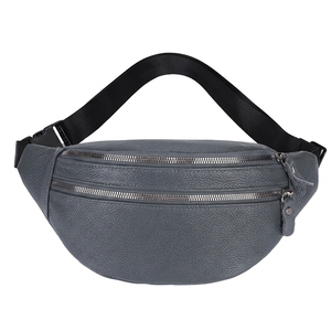 Sac banane unisexe en cuir véritable, forme baril, avec double fermeture éclair, imperméable, motif dessin animé, pour usage quotidien et extérieur - Product Image 2