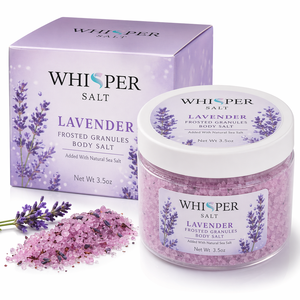 Sel de Bain Cristallisé Naturel de l'Himalaya Parfum Lavande Rose Whisper Salt 100g – Soulagement Musculaire, Pétales Séchés, Sel Granulaire - Product Image 1