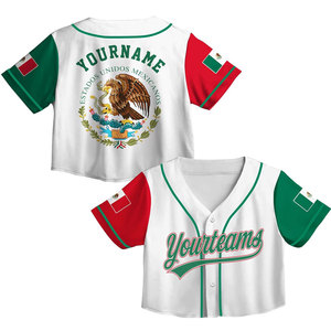 Jersey de Béisbol Personalizado para Mujer, Estilo Nacional con Estampado de México, Nombre, Número y Logotipo Personalizados, Ropa Deportiva Suave - Product Image 1