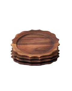 Dark wood charger plate set rustic round wooden dinner plate brown <b>table</b> charger rustic placemat for restaurant hotel catering - Product Image 1
