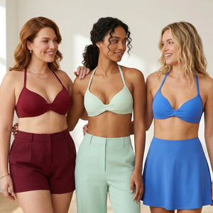 Sujetador deportivo con tiras para mujer, soporte LIGERO, fruncido, estilo halter, sexy, espalda abierta, top corto para gimnasio, acolchado, sin costuras, para entrenamiento y yoga - Product Image 5