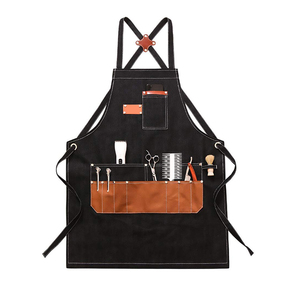 Tablier de coiffure avec poches pour outils, 75 cm x 60 cm, tissu noir, vêtements de travail pour barbier, pour le coiffage en salon - Product Image 4